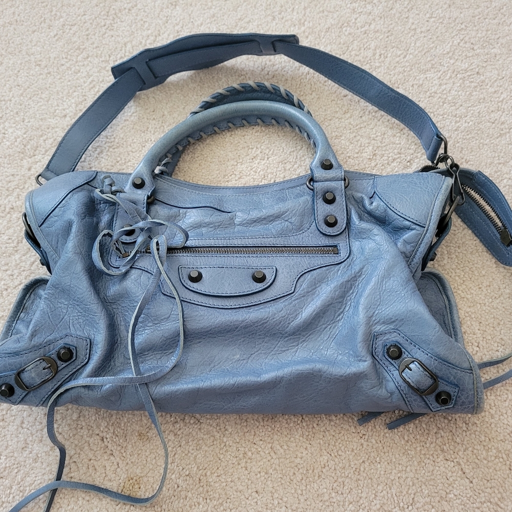 Balenciaga classic city bag in light blue